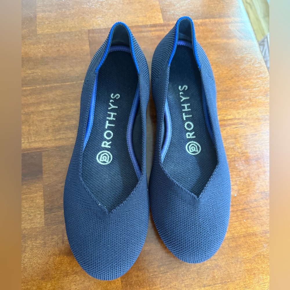 Rothys Round Toe Shoes Maritime Navy Blue Halo Loafer Slip On Ballet Flat Sz 6